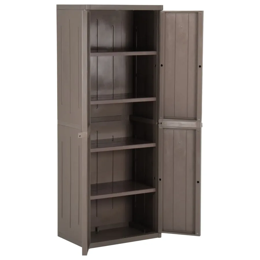 Armoire de rangement jardin Marron 65x45x172 cm PP Aspect bois - 5