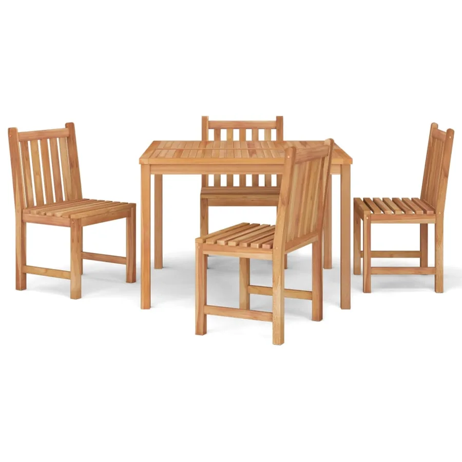 Ensemble à manger de jardin 5pcs Bois de teck massif - 2