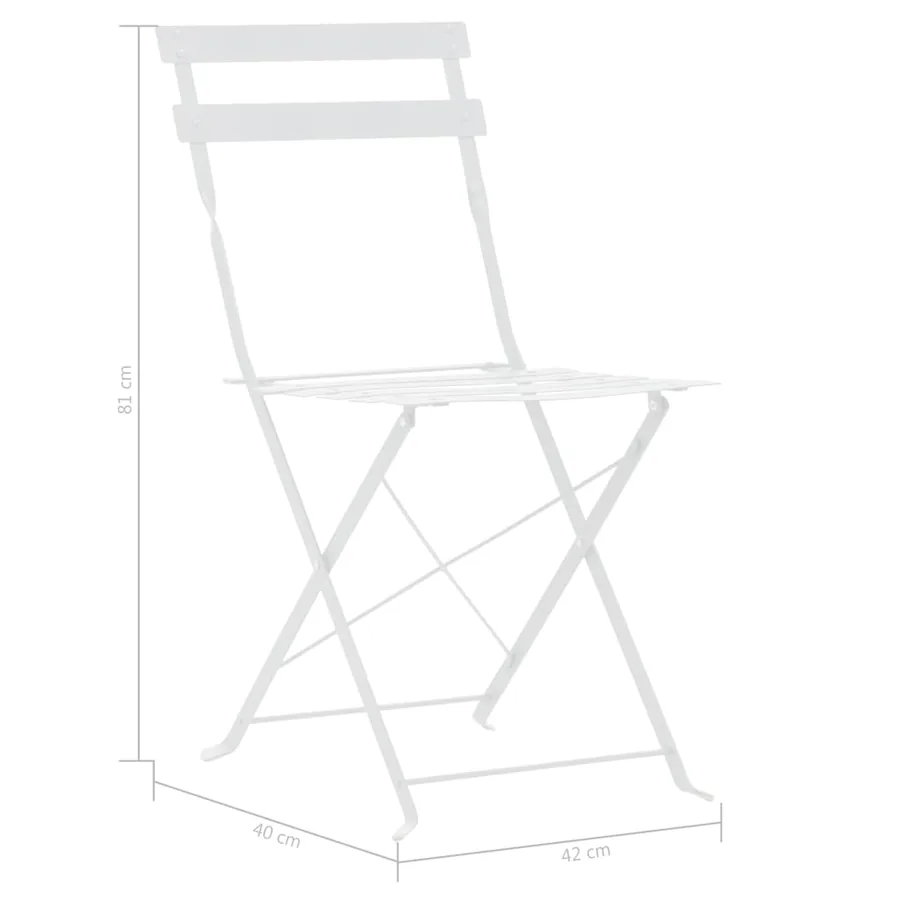 Mobilier de bistro 3 pcs Acier Blanc - 9