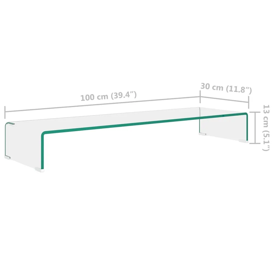 Meuble TV/pour moniteur 100x30x13 cm verre transparent - 6