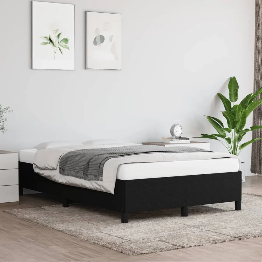 Cadre de lit sans matelas noir 120x200 cm tissu