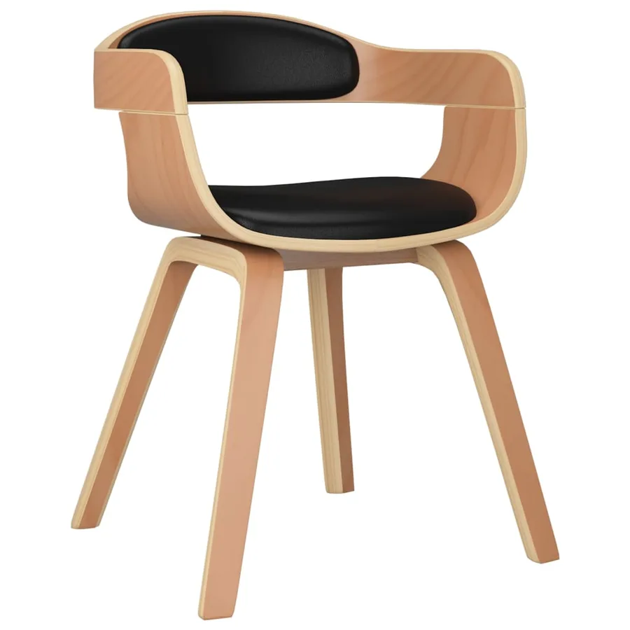Chaises à manger lot de 2 noir bois courbé et similicuir - 3