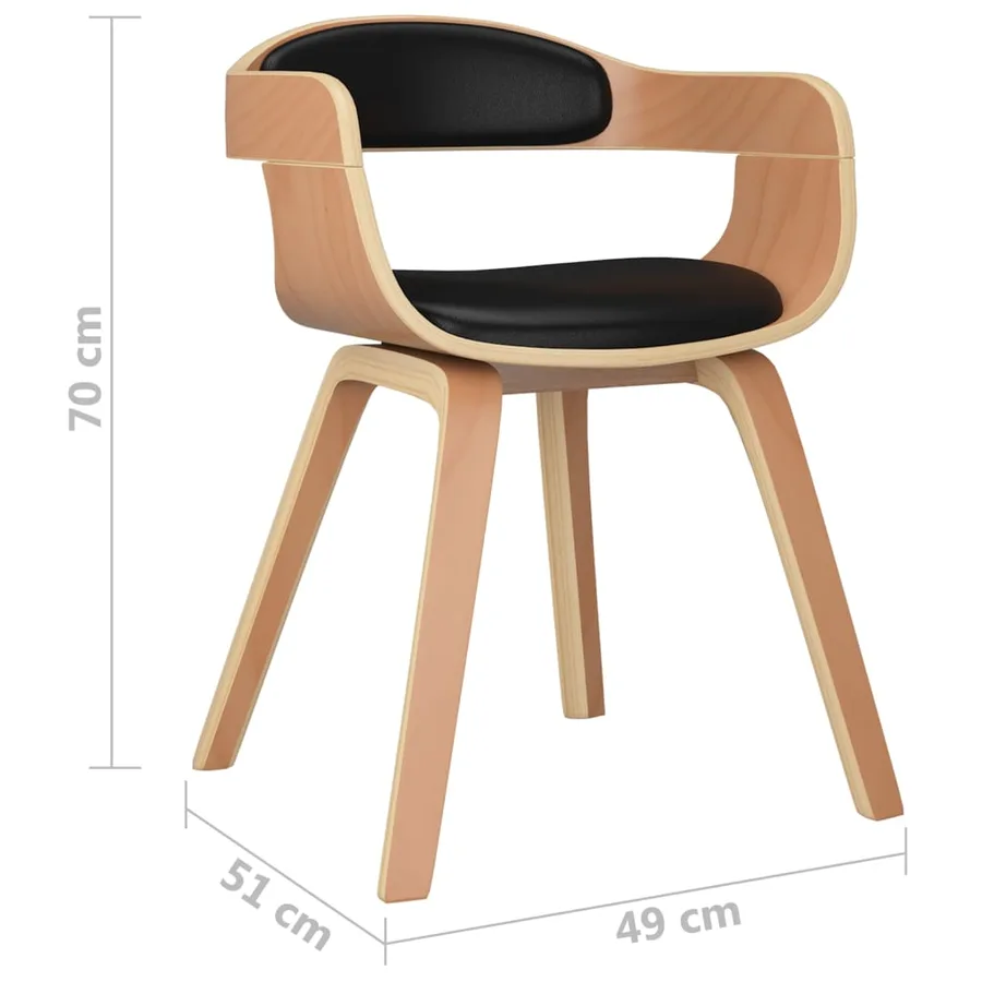 Chaises à manger lot de 2 noir bois courbé et similicuir - 7