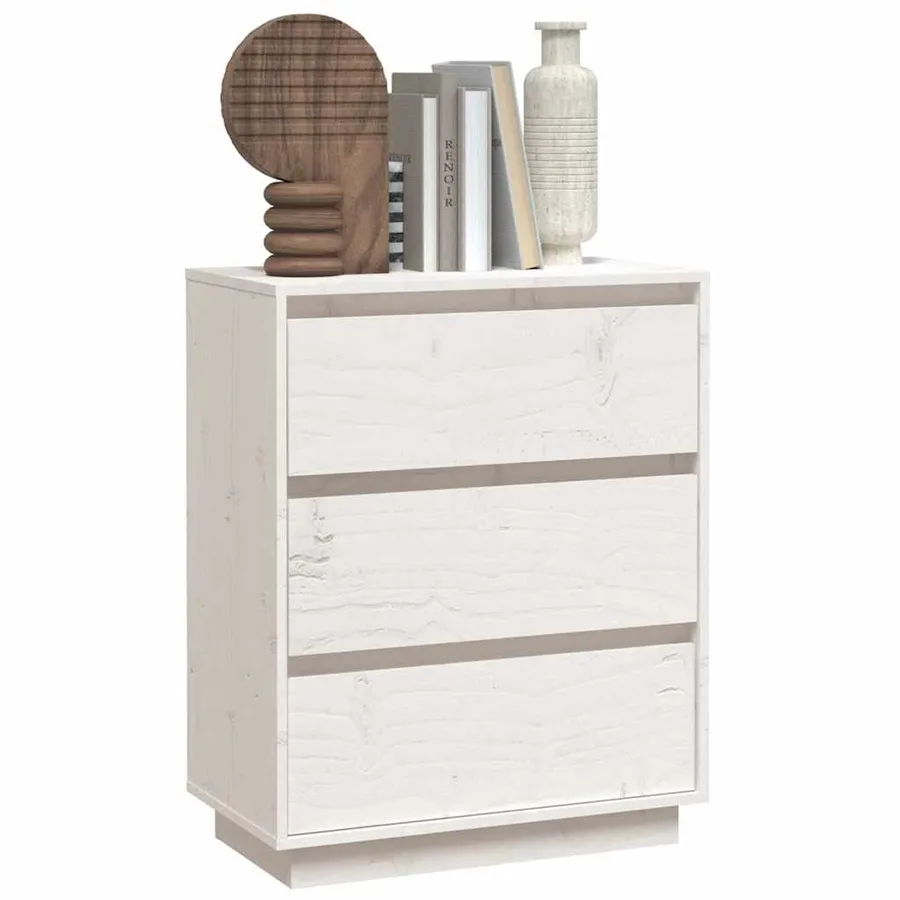 Buffet Blanc 60x34x75 cm Bois massif de pin - 4