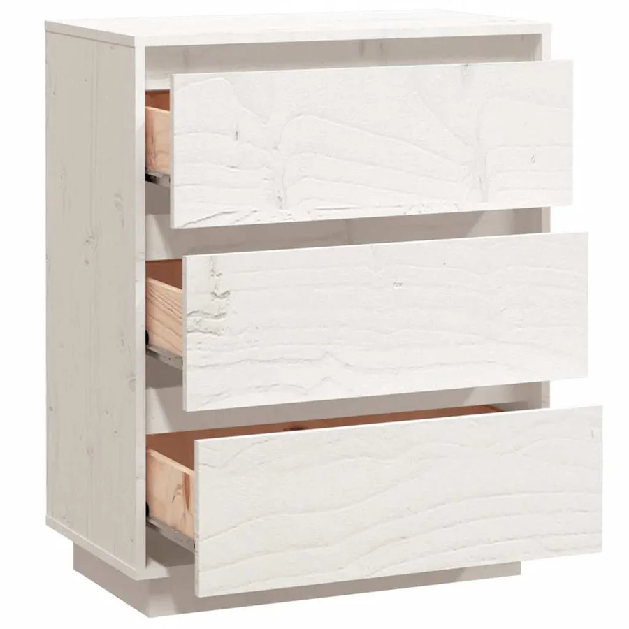 Buffet Blanc 60x34x75 cm Bois massif de pin - 7