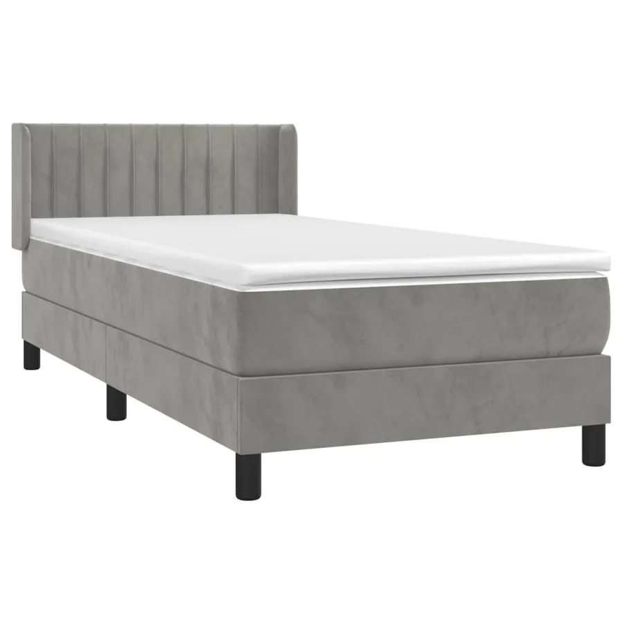 Sommier à lattes de lit et matelas Gris clair 100x200cm Velours - 3