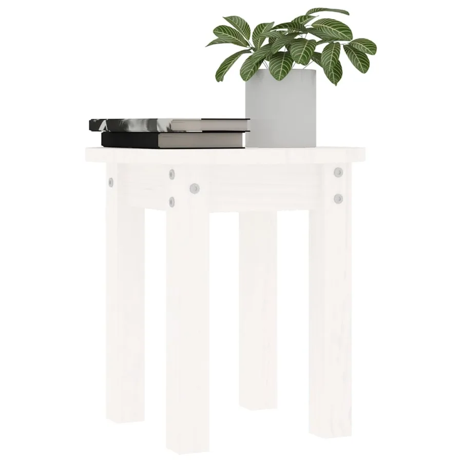 Table basse Blanc Ø 35x35 cm Bois massif de pin - 4