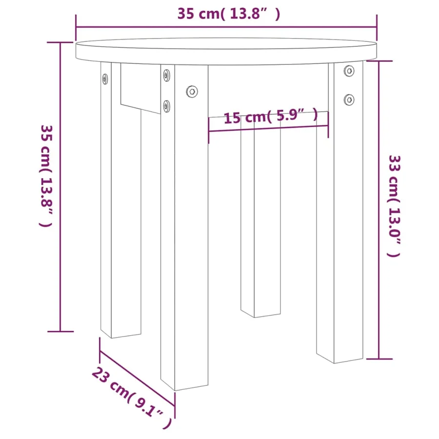 Table basse Blanc Ø 35x35 cm Bois massif de pin - 8