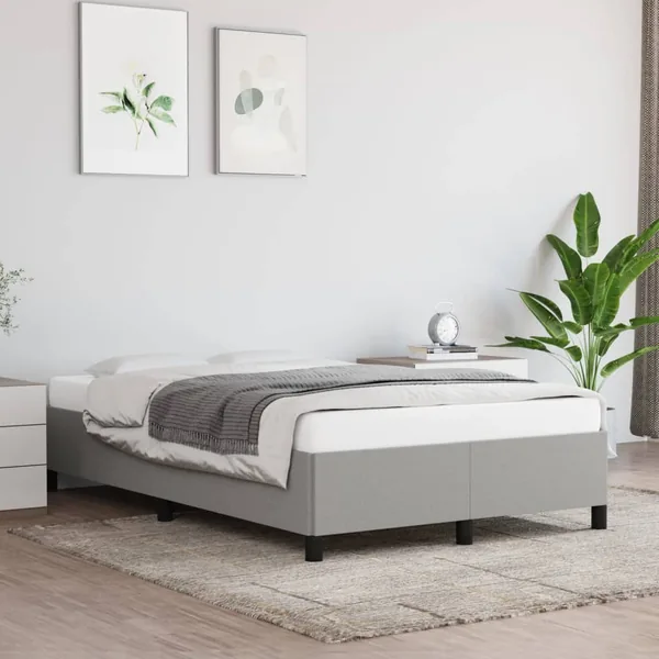 Cadre de lit sans matelas gris clair 120x200 cm tissu