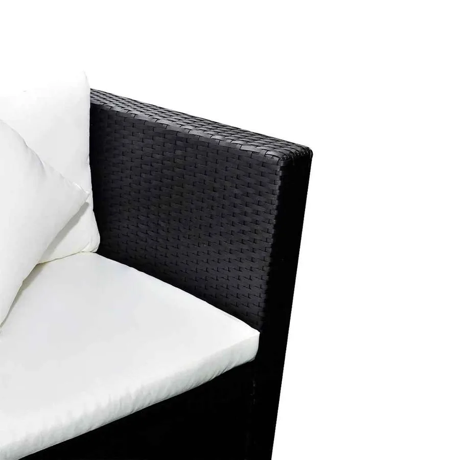 Salon de jardin 4 pcs avec coussins Résine tressée Noir - 3