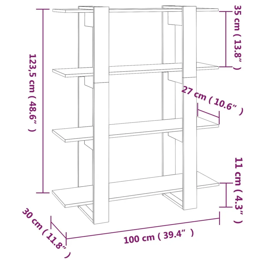 Bibliothèque/Séparateur de pièce Blanc 100x30x123,5 cm - 7
