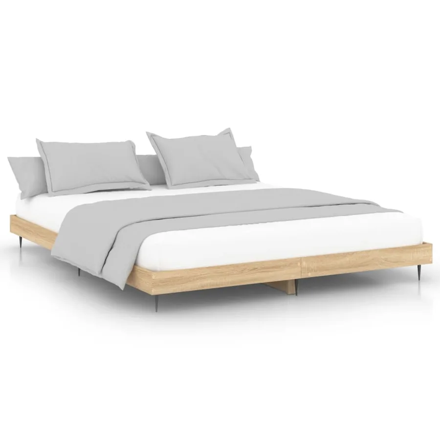 Cadre de lit sans matelas chêne sonoma 140x200 cm - 2