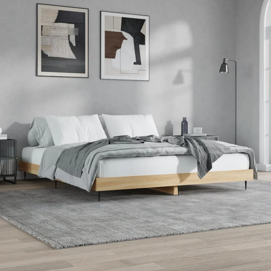 Cadre de lit sans matelas chêne sonoma 140x200 cm - 4