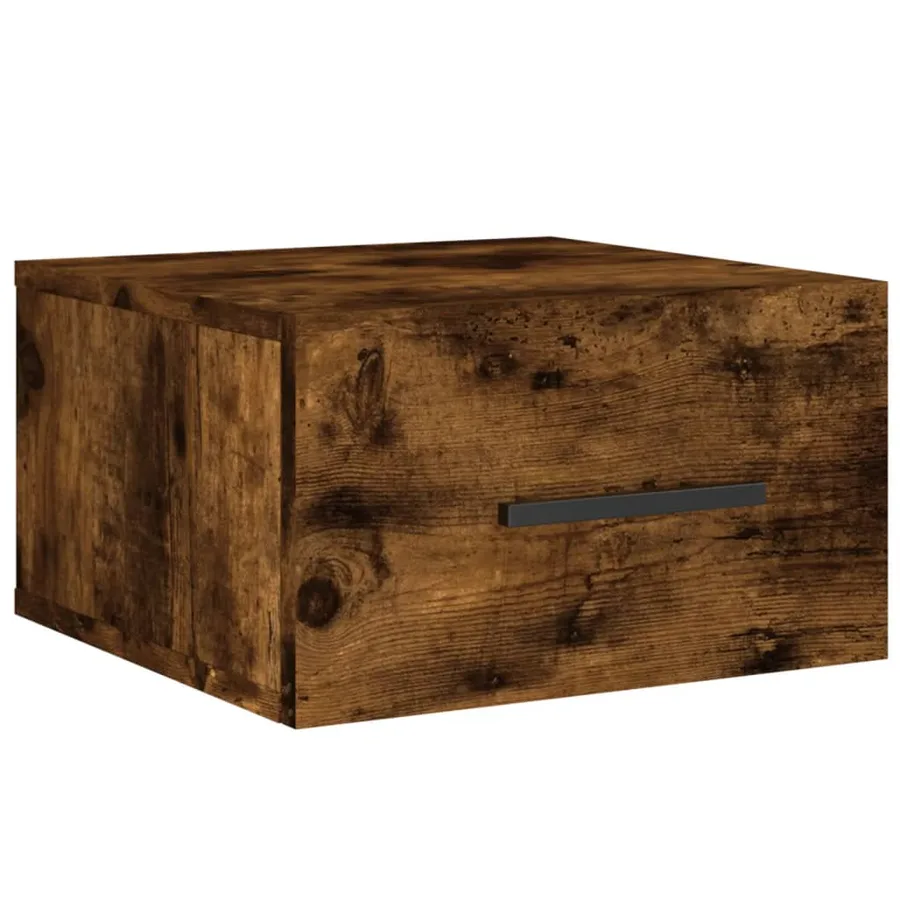 Table de chevet murale chêne fumé 35x35x20 cm - 2