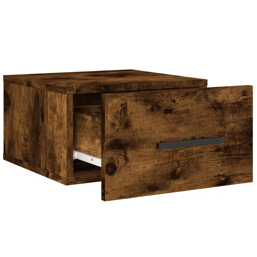 Table de chevet murale chêne fumé 35x35x20 cm - 6