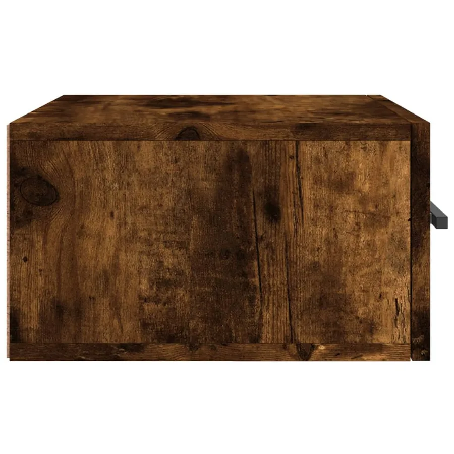 Table de chevet murale chêne fumé 35x35x20 cm - 7