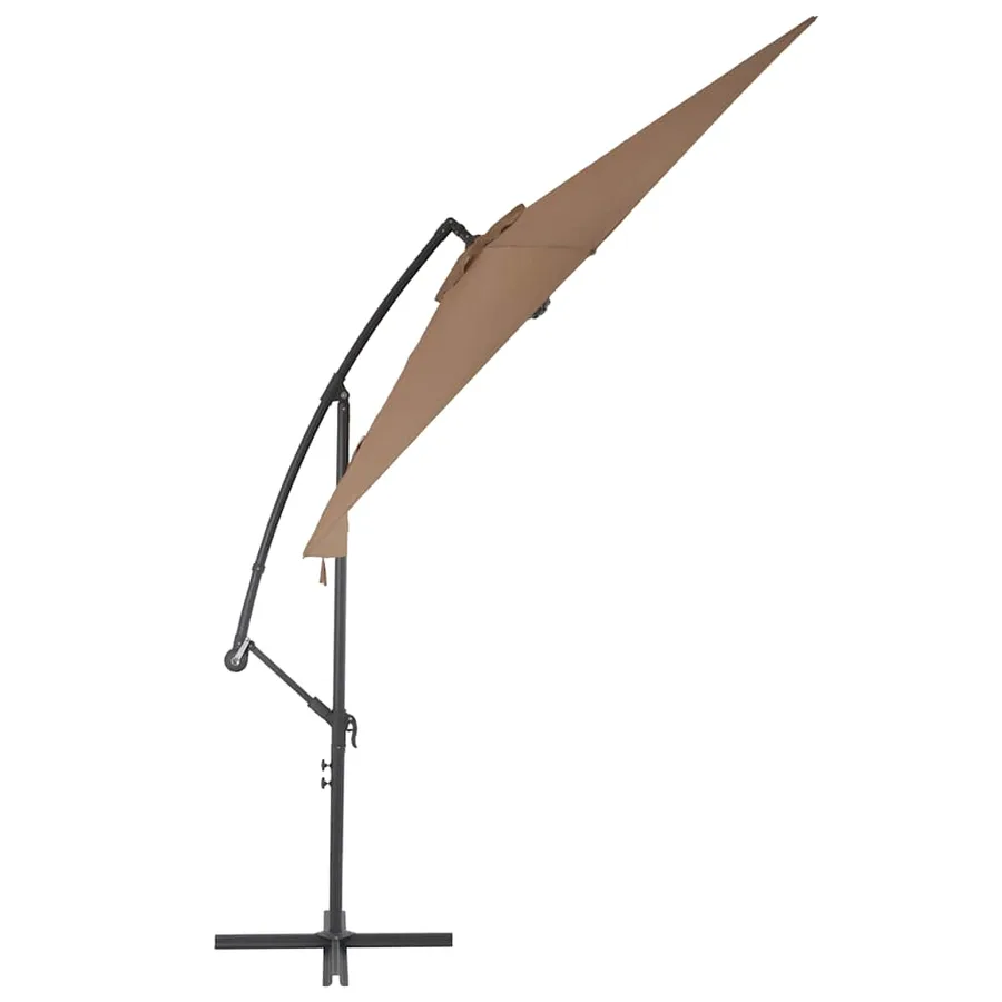 Parasol de jardin en porte-à-faux et poteau en aluminium taupe - 3