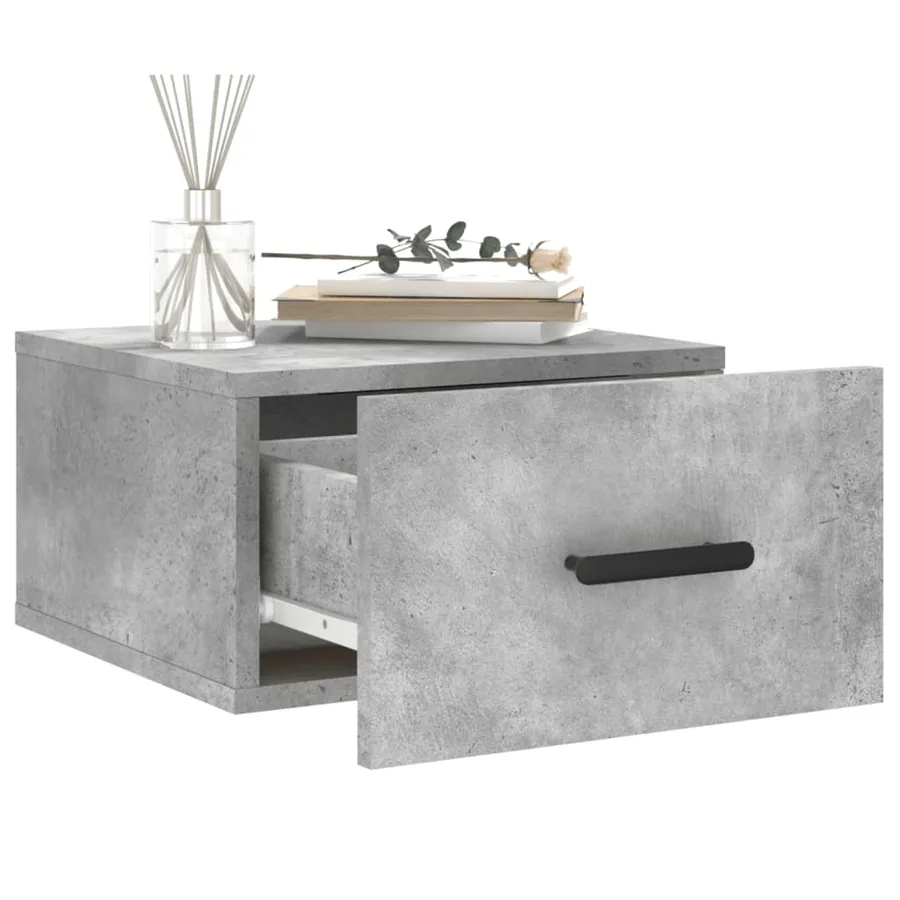 Table de chevet murale gris béton 35x35x20 cm - 4