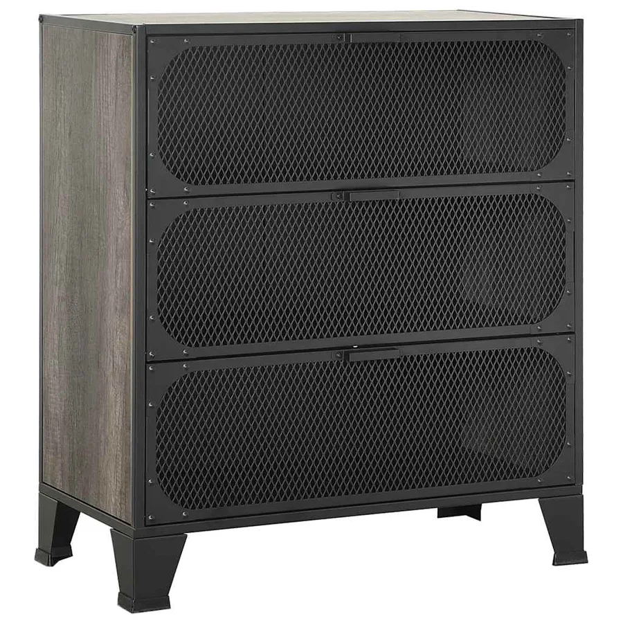 Armoire de rangement Gris 72x36x82 cm Métal et MDF - 2