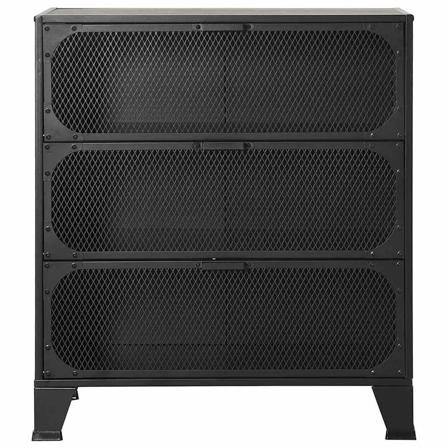 Armoire de rangement Gris 72x36x82 cm Métal et MDF - 3