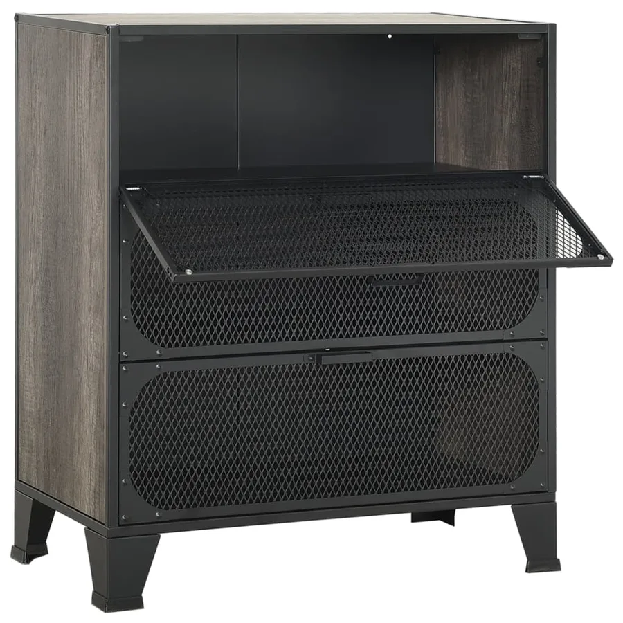 Armoire de rangement Gris 72x36x82 cm Métal et MDF - 6