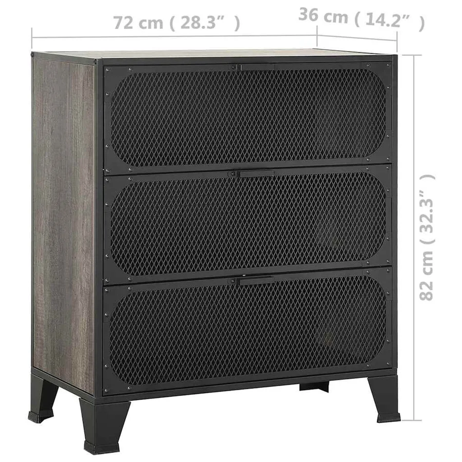 Armoire de rangement Gris 72x36x82 cm Métal et MDF - 9