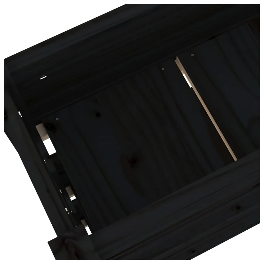 Jardinière Noir 112x25x104,5 cm Bois massif de pin - 7