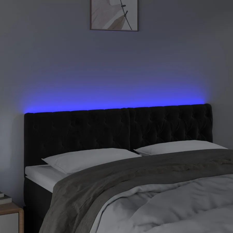 Tête de lit à LED Noir 144x7x78/88 cm Velours - 3
