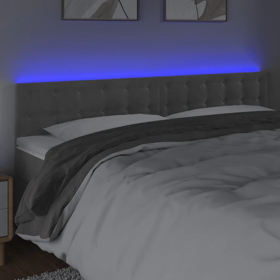 Tête de lit à LED Gris clair 200x5x78/88 cm Velours - 3