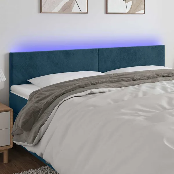 Tête de lit à LED Bleu foncé 160x5x78/88 cm Velours