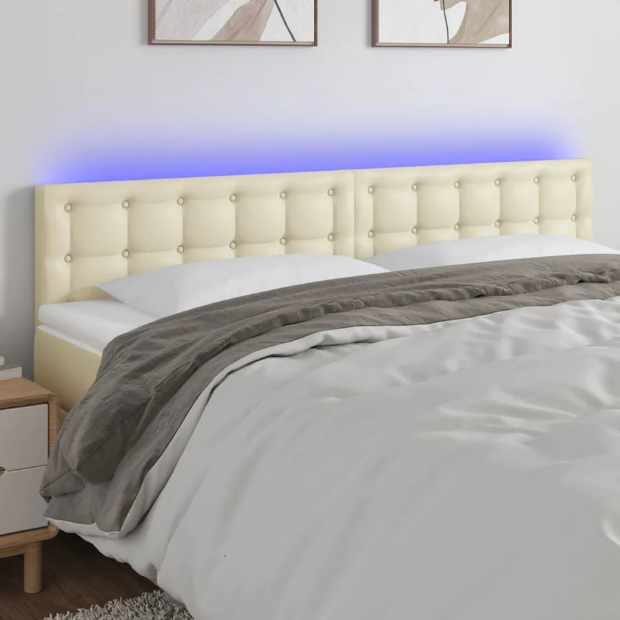 Tête de lit à LED Crème 160x5x78/88 cm Similicuir