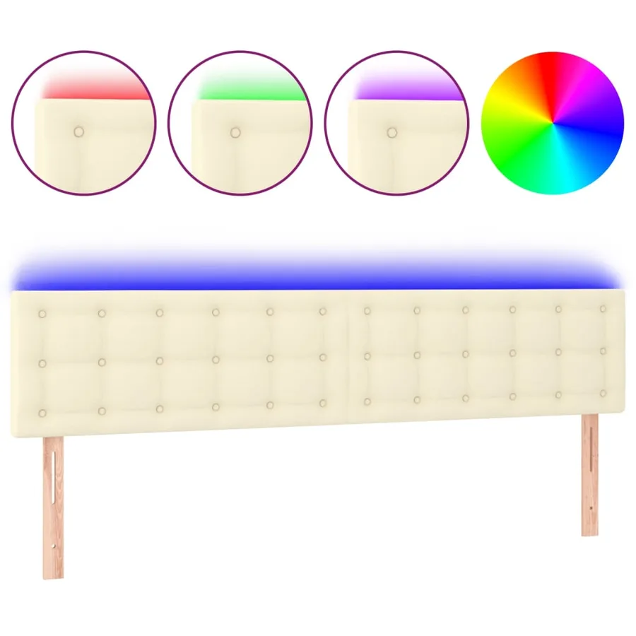 Tête de lit à LED Crème 160x5x78/88 cm Similicuir - 2