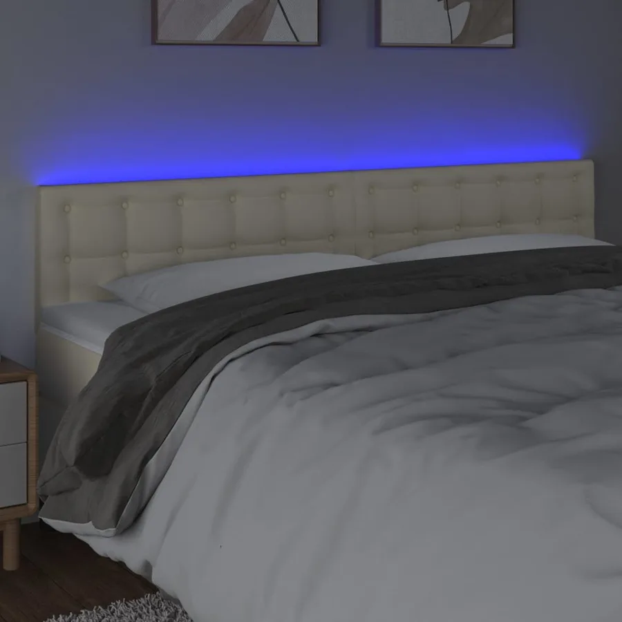 Tête de lit à LED Crème 160x5x78/88 cm Similicuir - 3