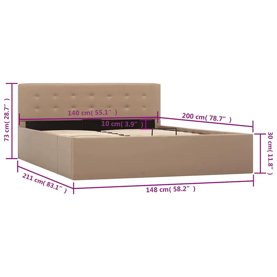 Cadre de lit à rangement hydraulique sans matelas 140x200 cm - 10