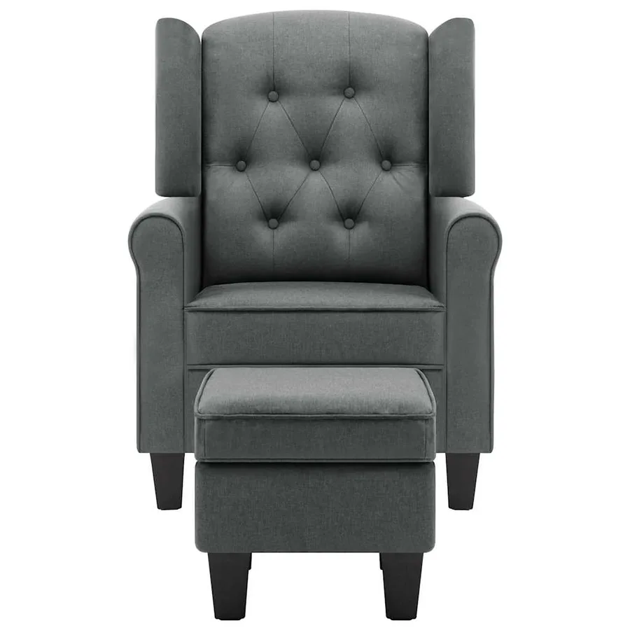 Fauteuil avec repose-pied Gris clair Tissu - 3