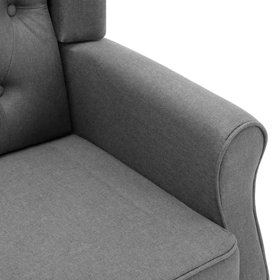 Fauteuil avec repose-pied Gris clair Tissu - 6