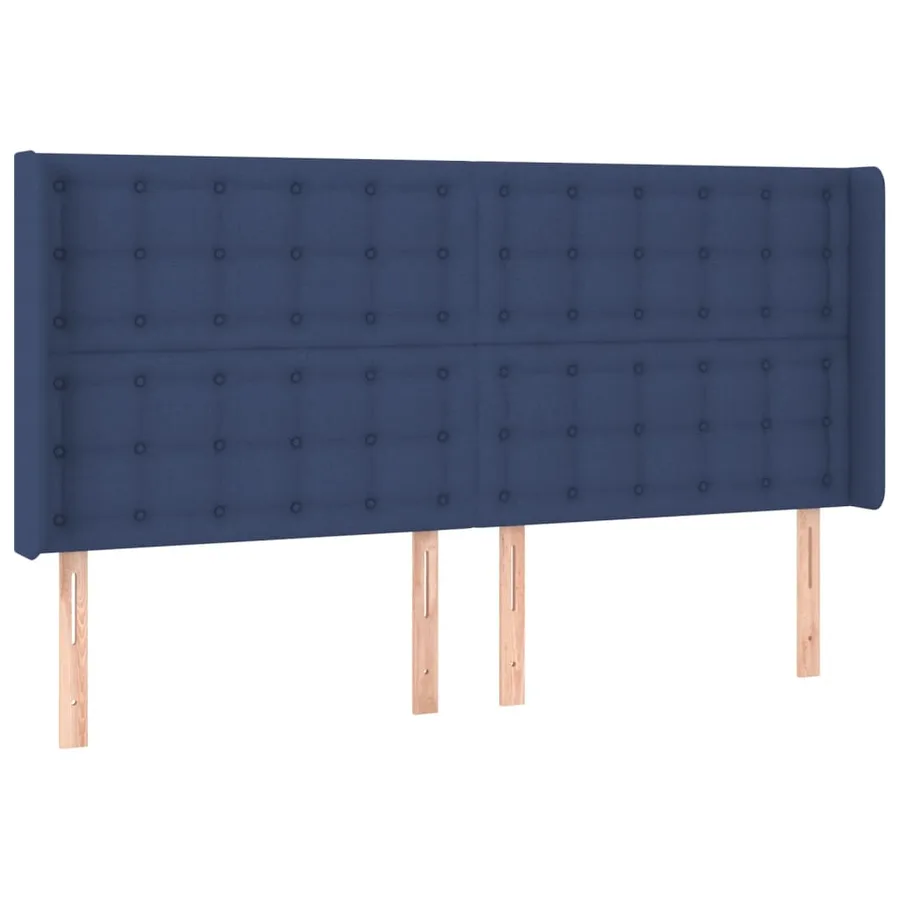 Sommier à lattes de lit matelas et LED Bleu 200x200 cm Tissu - 7