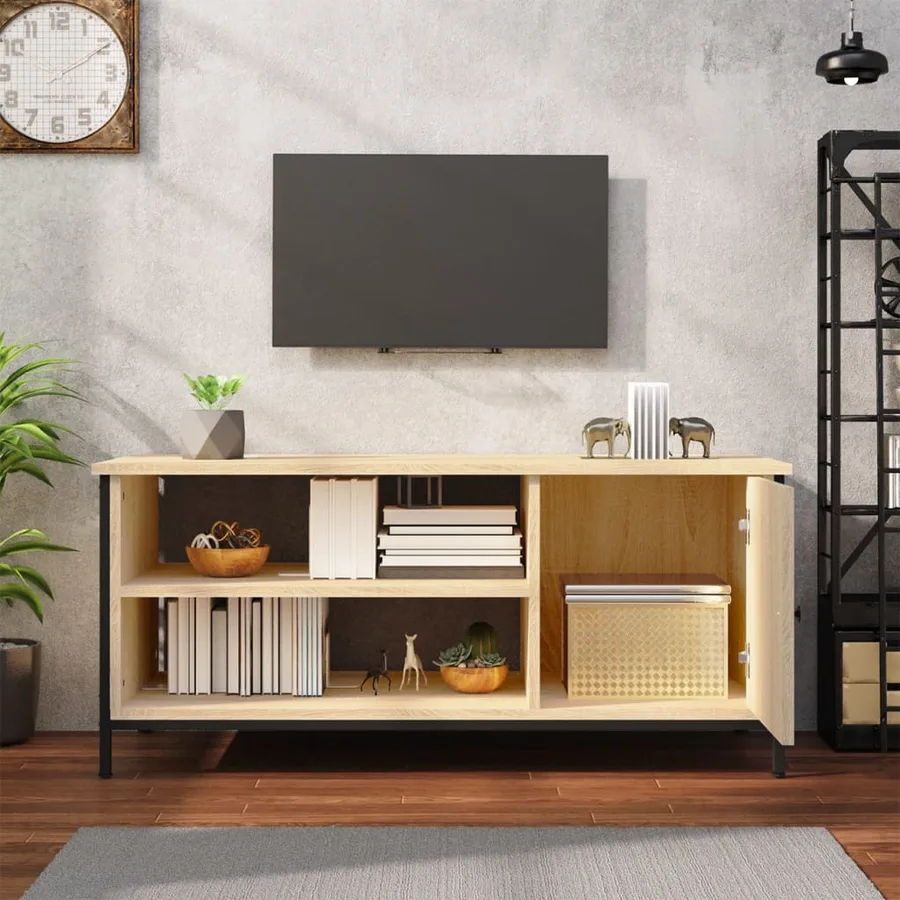 Meuble TV chêne sonoma 100x40x45 cm bois d'ingénierie - 3