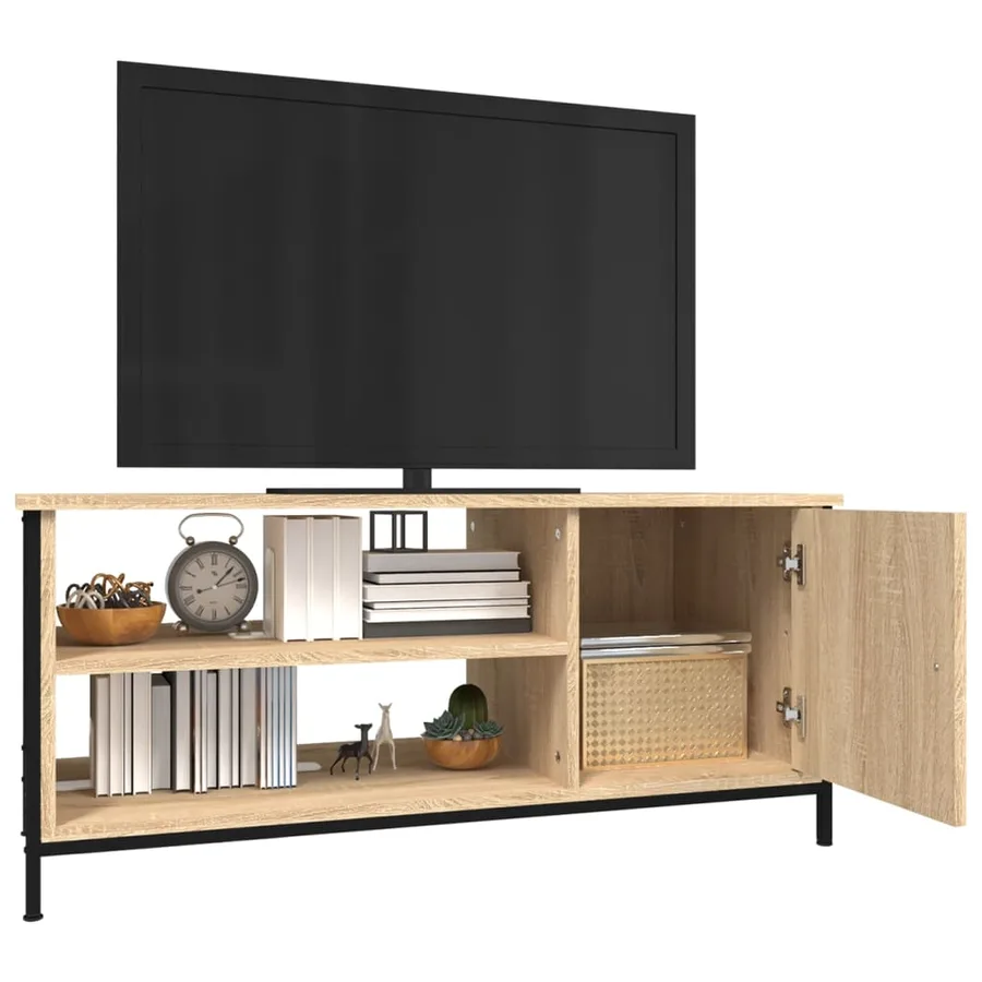 Meuble TV chêne sonoma 100x40x45 cm bois d'ingénierie - 4