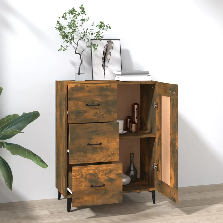 Buffet Chêne fumé 69,5x34x90 cm Bois d'ingénierie - 3