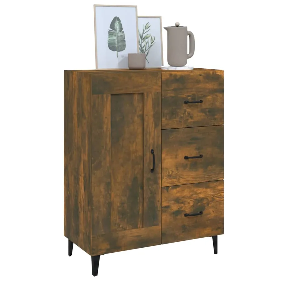 Buffet Chêne fumé 69,5x34x90 cm Bois d'ingénierie - 4