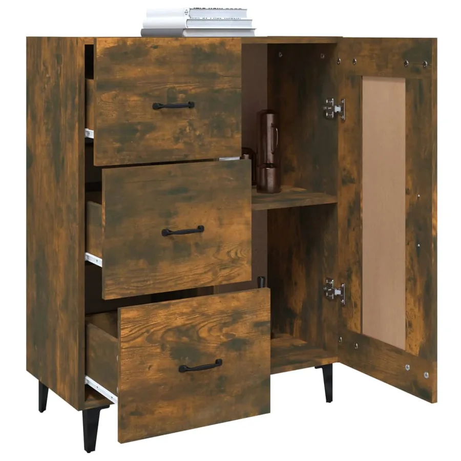 Buffet Chêne fumé 69,5x34x90 cm Bois d'ingénierie - 5
