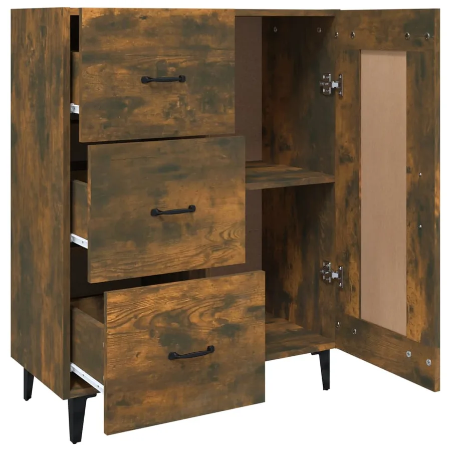 Buffet Chêne fumé 69,5x34x90 cm Bois d'ingénierie - 6