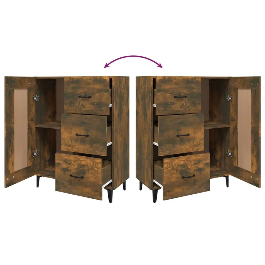Buffet Chêne fumé 69,5x34x90 cm Bois d'ingénierie - 9