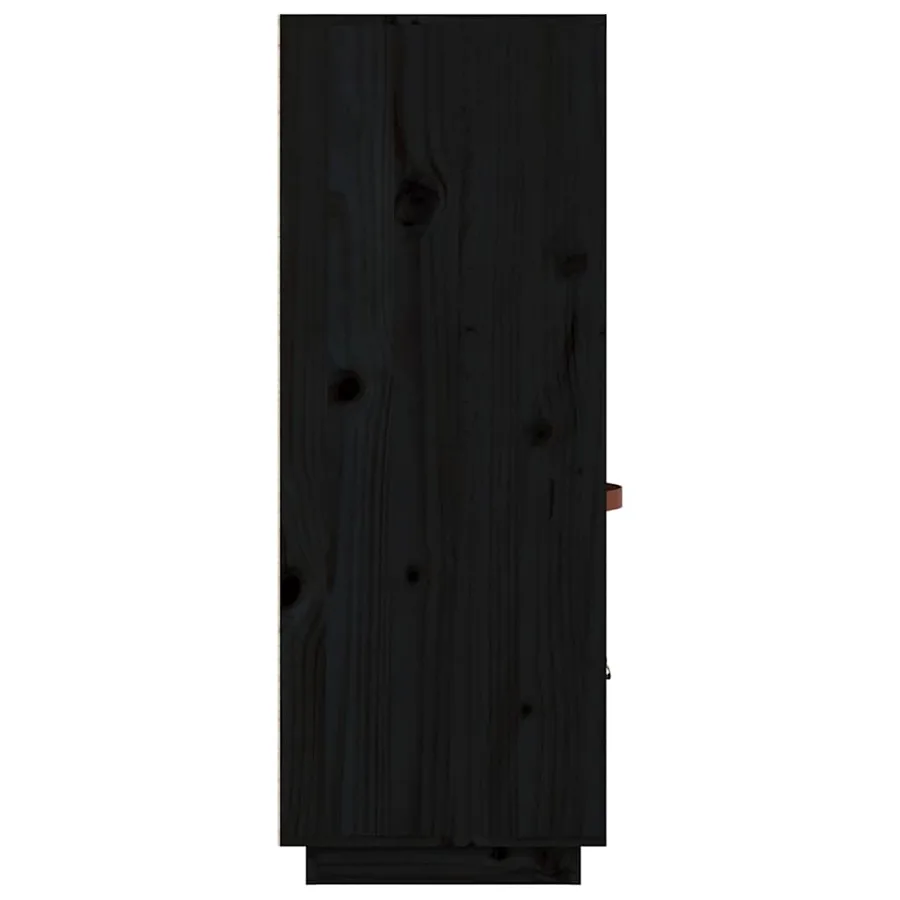Buffet haut Noir 67x40x108,5 cm Bois massif de pin - 8