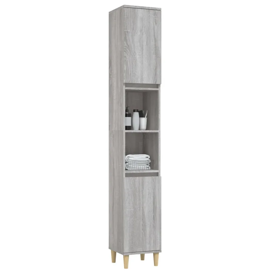 Armoire de bain sonoma gris 30x30x190 cm bois d'ingénierie - 4