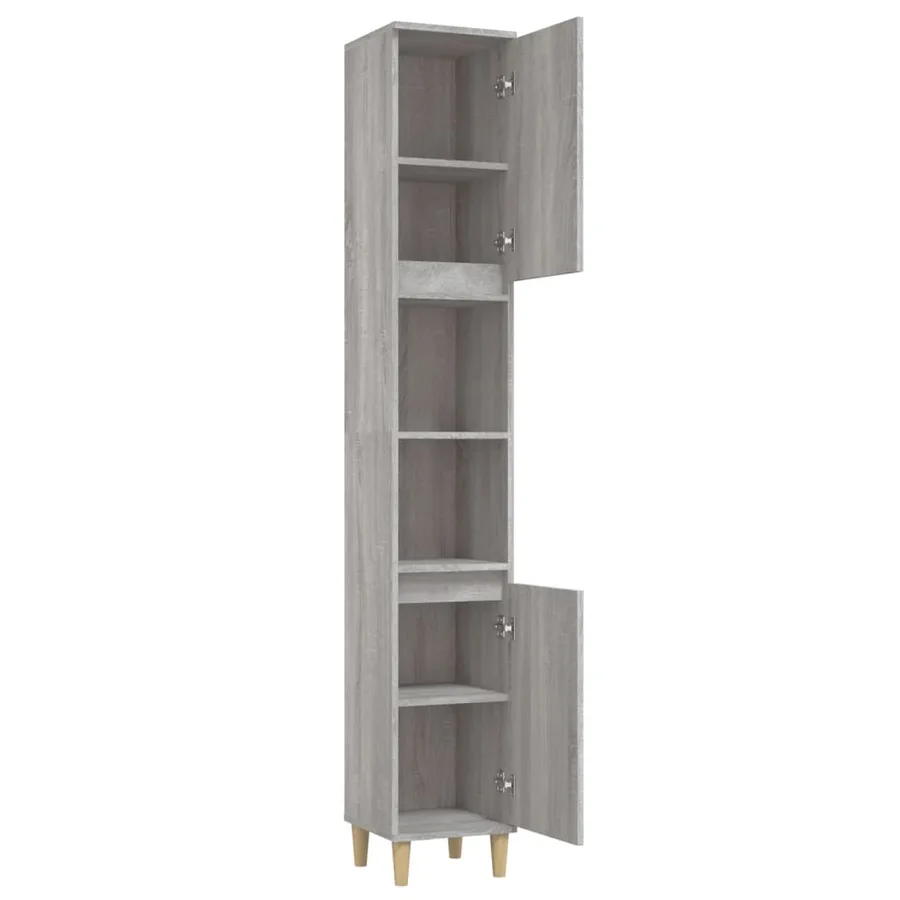Armoire de bain sonoma gris 30x30x190 cm bois d'ingénierie - 7