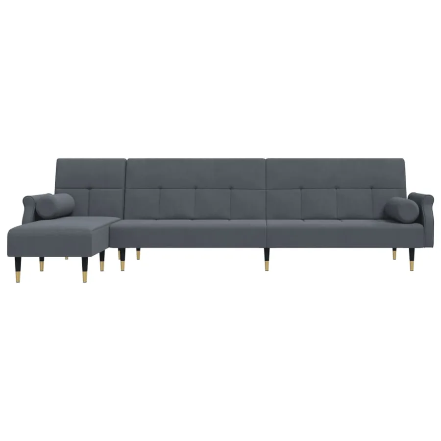 Canapé-lit en forme de L gris 271x140x70 cm velours - 3