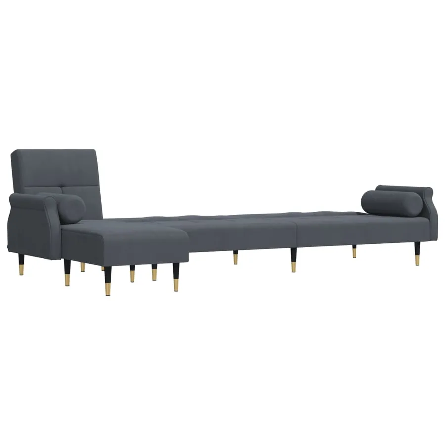 Canapé-lit en forme de L gris 271x140x70 cm velours - 4