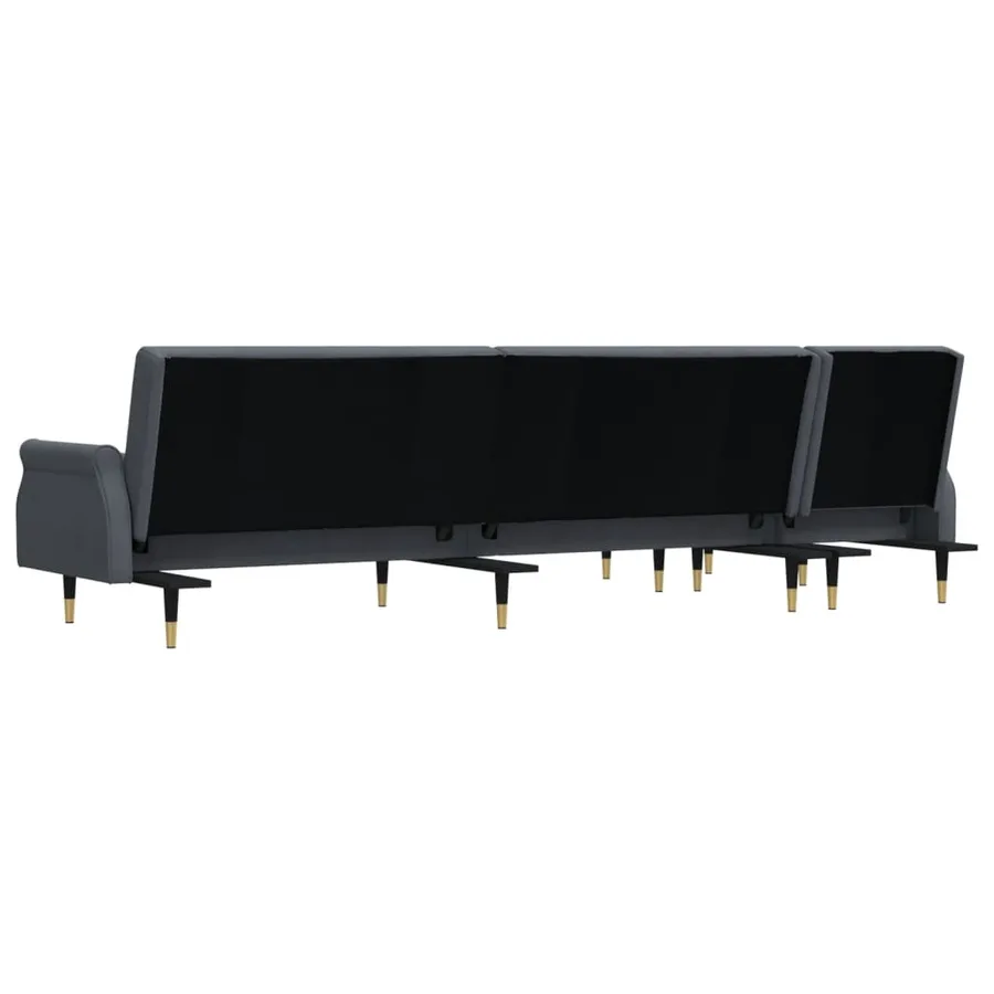Canapé-lit en forme de L gris 271x140x70 cm velours - 5